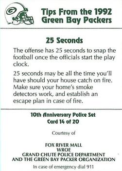 1992 Green Bay Packers Police - Fox River Mall, WROE, Grand Chute Police Department #14 Brett Favre Back