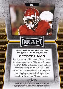 2020 Leaf Draft - Red #06 CeeDee Lamb Back