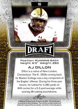 2020 Leaf Draft - Red #16 AJ Dillon Back