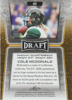 2020 Leaf Draft - Red #25 Cole McDonald Back