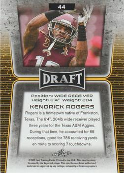 2020 Leaf Draft - Red #44 Kendrick Rogers Back