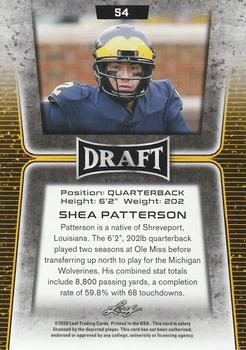 2020 Leaf Draft - Red #54 Shea Patterson Back