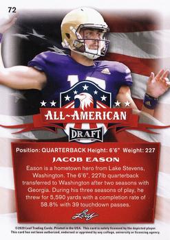 2020 Leaf Draft - Red #72 Jacob Eason Back