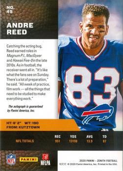 2020 Zenith - Autographs #45 Andre Reed Back
