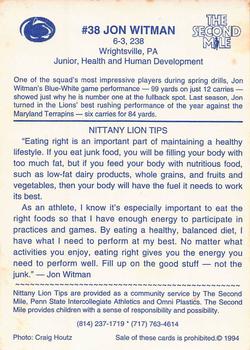 1994 Penn State Nittany Lions #NNO Jon Witman Back