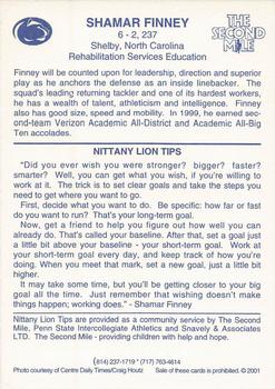 2001 Penn State Nittany Lions #NNO Shamar Finney Back