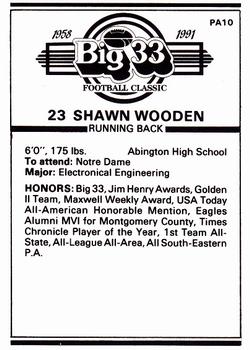 1991 Big 33 Pennsylvania High School #PA10 Shawn Wooden Back