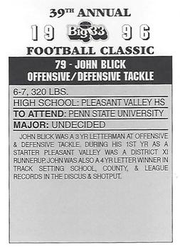 1996 Big 33 Pennsylvania High School #NNO John Blick Back