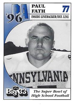 1996 Big 33 Pennsylvania High School #NNO Paul Fath Front