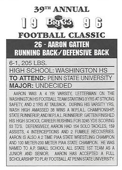 1996 Big 33 Pennsylvania High School #NNO Aaron Gatten Back