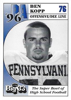 1996 Big 33 Pennsylvania High School #NNO Ben Kopp Front