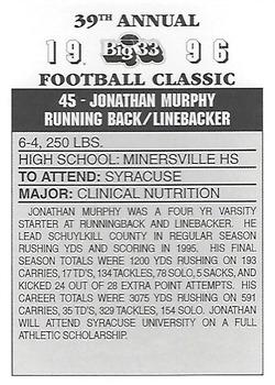 1996 Big 33 Pennsylvania High School #NNO Jonathan Murphy Back