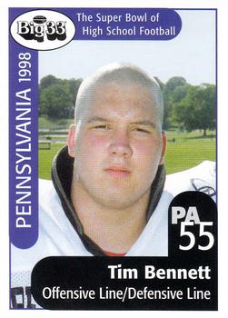 1998 Big 33 Pennsylvania High School #NNO Tim Bennett Front