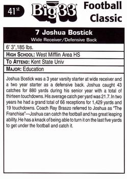 1998 Big 33 Pennsylvania High School #NNO Joshua Bostick Back