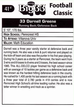 1998 Big 33 Pennsylvania High School #NNO Darnell Greene Back