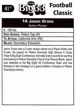 1998 Big 33 Pennsylvania High School #NNO Jason Gross Back