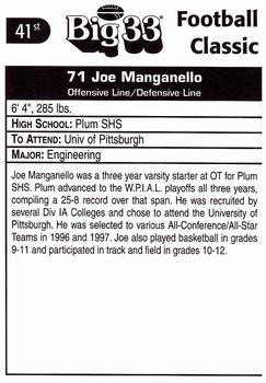 1998 Big 33 Pennsylvania High School #NNO Joe Manganello Back