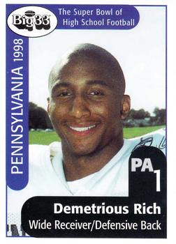 1998 Big 33 Pennsylvania High School #NNO Demetrious Rich Front