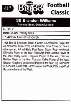 1998 Big 33 Pennsylvania High School #NNO Brandon Williams Back
