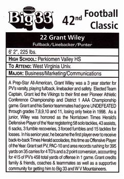1999 Big 33 Pennsylvania High School #NNO Grant Wiley Back