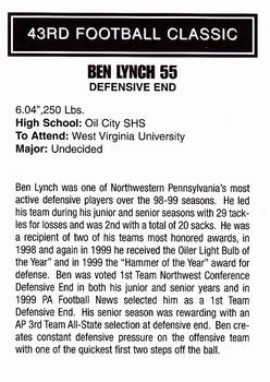 2000 Big 33 Pennsylvania High School #NNO Ben Lynch Back