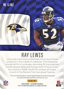 2020 Panini Illusions - Immortalized Jersey Autographs Purple #IJ-RLE Ray Lewis Back
