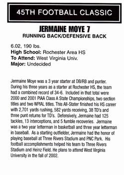 2002 Big 33 Pennsylvania High School #NNO Jermaine Moye Back