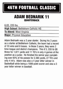 2003 Big 33 Pennsylvania High School #NNO Adam Bednarik Back