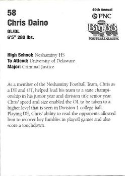 2006 Big 33 Pennsylvania High School #NNO Chris Daino Back