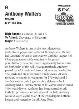 2006 Big 33 Pennsylvania High School #NNO Anthony Walters Back