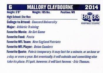 2014 Big 33 Pennsylvania High School #NNO Mallory Claybourne Back