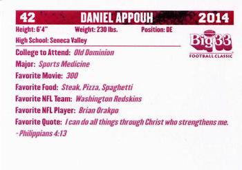 2014 Big 33 Maryland High School #NNO Daniel Appouh Back