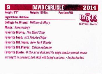 2014 Big 33 Maryland High School #NNO David Carlisle Back