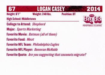 2014 Big 33 Maryland High School #NNO Logan Casey Back