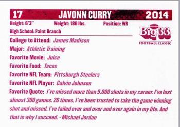 2014 Big 33 Maryland High School #NNO Javonn Curry Back