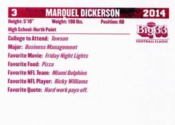 2014 Big 33 Maryland High School #NNO Marquel Dickerson Back