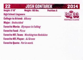 2014 Big 33 Maryland High School #NNO Josh Gontarek Back