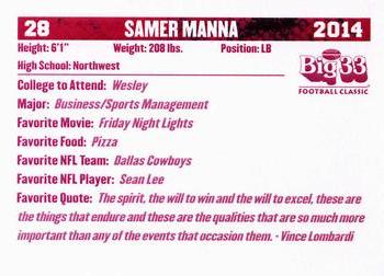 2014 Big 33 Maryland High School #NNO Samer Manna Back