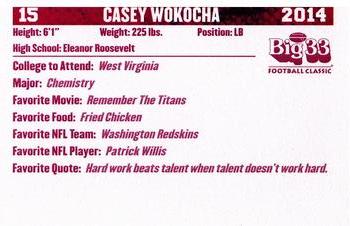 2014 Big 33 Maryland High School #NNO Casey Wokocha Back