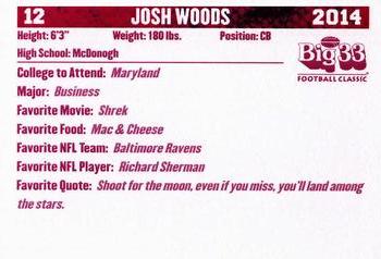 2014 Big 33 Maryland High School #NNO Josh Woods Back