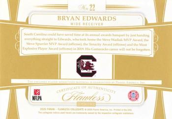 2020 Panini Flawless Collegiate - Rookie Dual Patches Black #22 Bryan Edwards Back