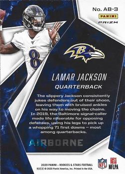 2020 Panini Rookies & Stars - Airborne White #AB-3 Lamar Jackson Back