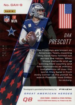 2020 Panini Rookies & Stars - Great American Heroes Signatures #GAH-9 Dak Prescott Back