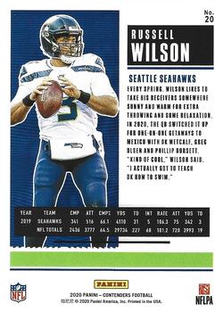 2020 Panini Contenders #20 Russell Wilson Back