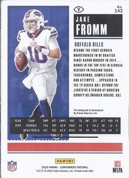 2020 Panini Contenders #142 Jake Fromm Back