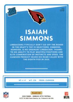2020 Donruss Optic #199 Isaiah Simmons Back