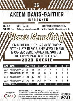 2020 SAGE HIT - Green #36 Akeem Davis-Gaither Back