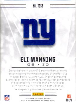 2020 Panini Illusions - Trophy Collection Signatures #TCS8 Eli Manning Back