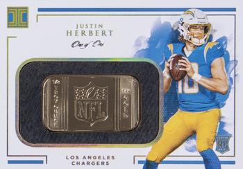 2020 Panini Impeccable - Gold NFL Shields #NFLS-JH Justin Herbert Front