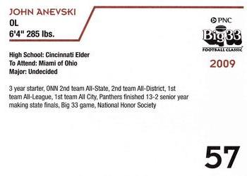 2009 Big 33 Ohio High School #NNO John Anevski Back
